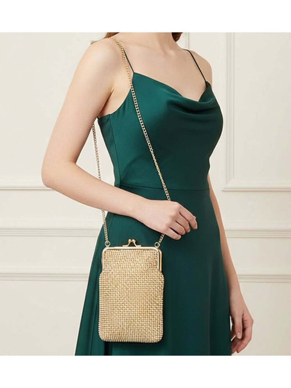 Tigerstars Bling Gold Studded Evening Phone Case Crossbody Bag